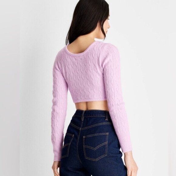 NWT Future Collective 2pc.1X Lavender Top & Skirt Set Cable Knit Modern Pastel - Picture 3 of 9